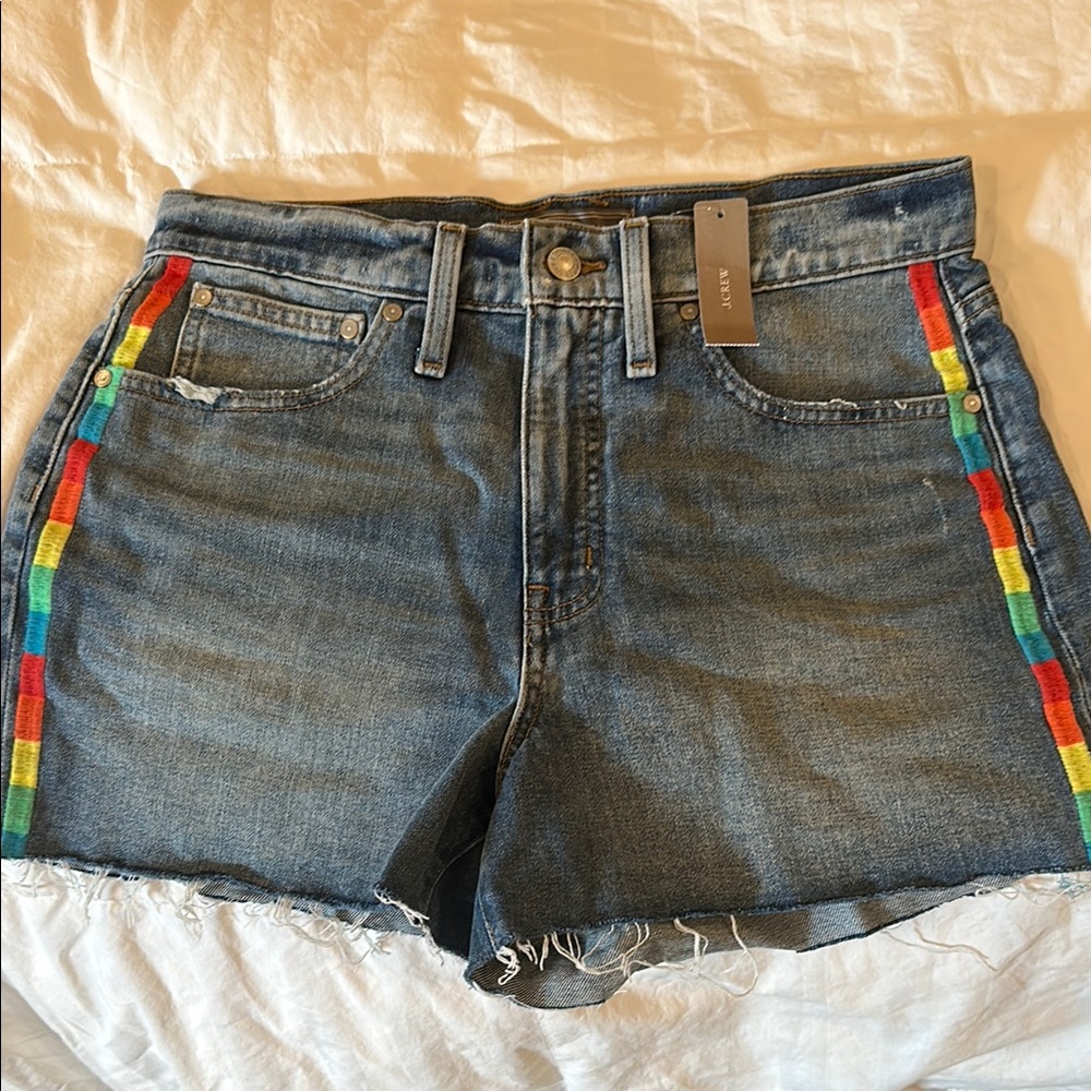 Colorful Stripe Denim Shorts